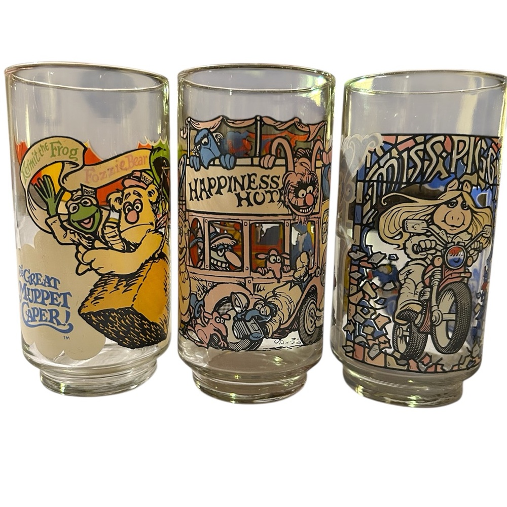 The Great Muppet Caper Glass Set (collectibles Jim Henson 1981) - Picture 2 of 2